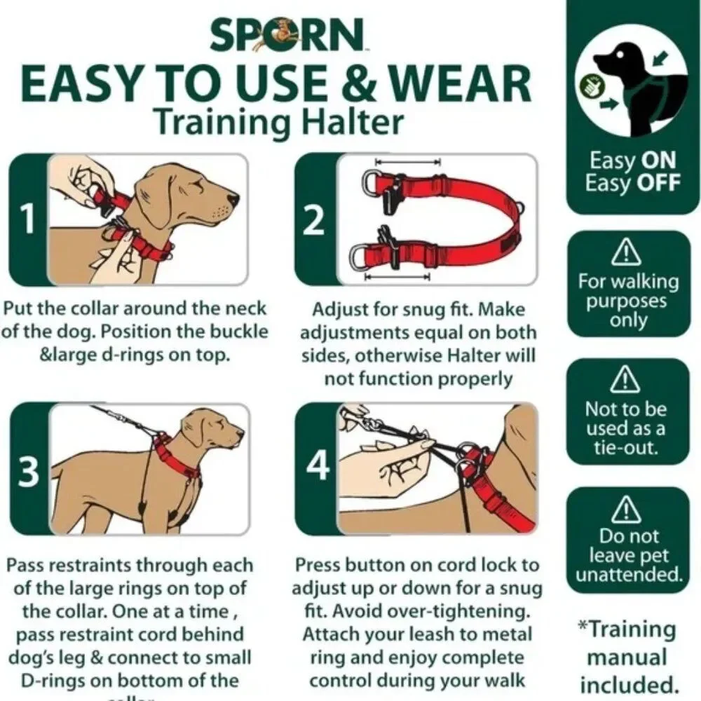 New Sporn Original Training Halter, No Pull Harness / Collar for Small Dog Black